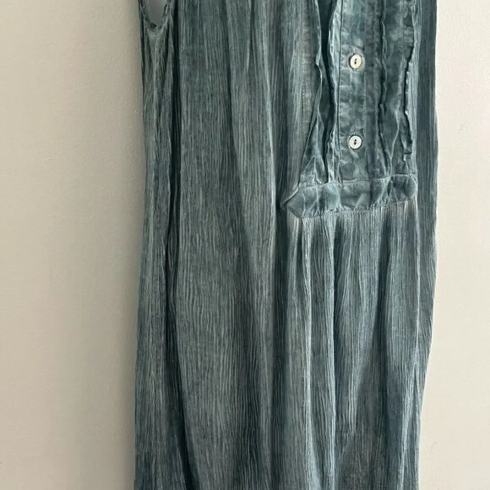 Free People Sleeveless Crinkle Cotton Tunic Top Size XS Teal Western Hippie Chic